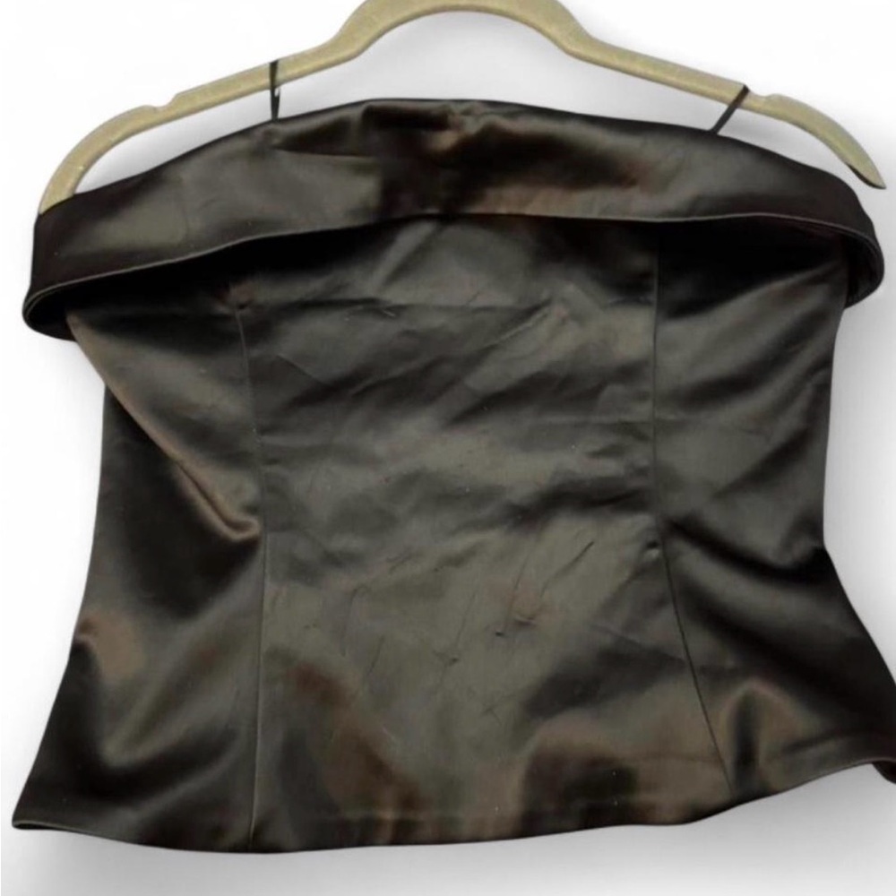 Aritzia Black Satin Off-Shoulder Top